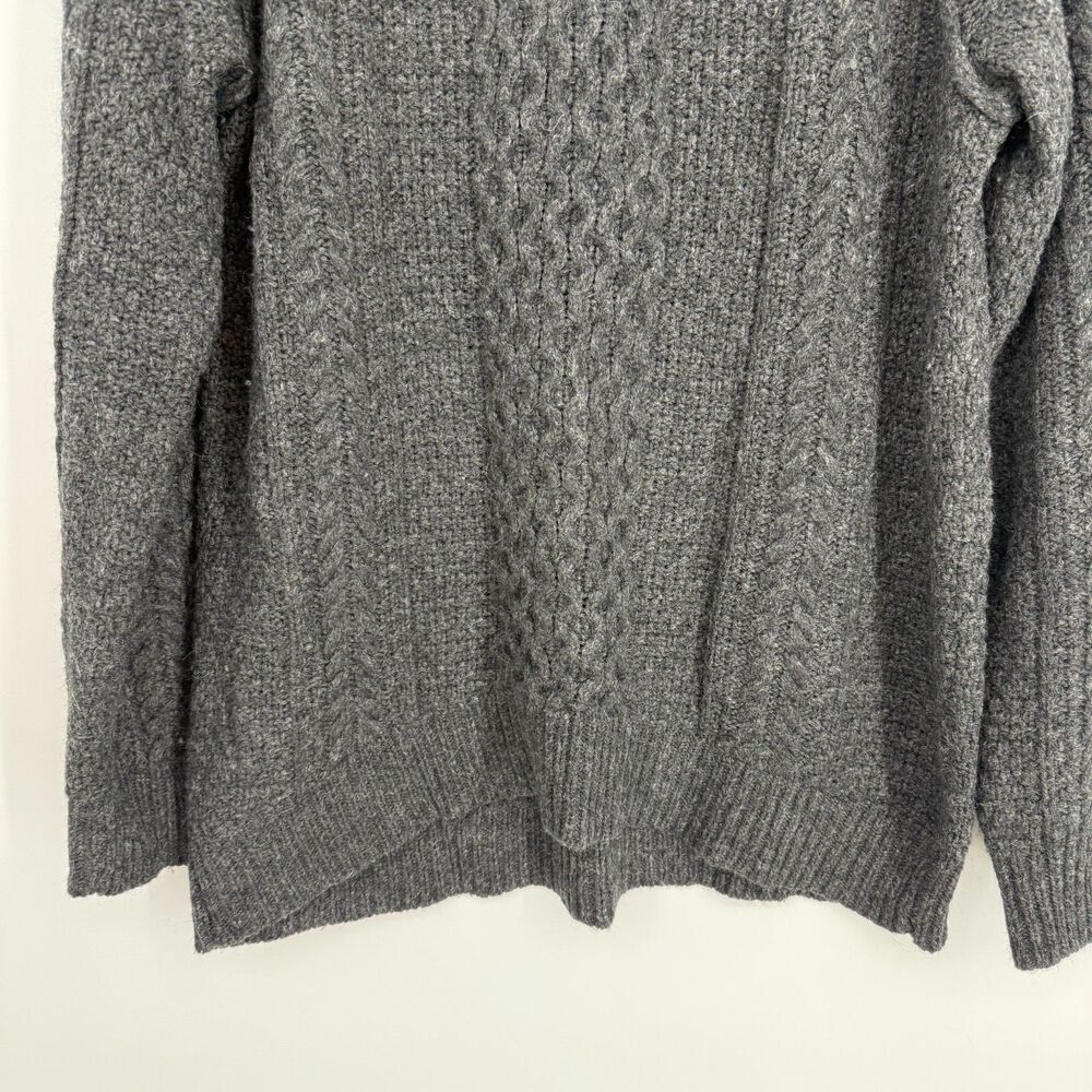 Vince Sweater Gray Cable Knit Wool Alpaca Pullover Cabincore Fisherman Womens M - Picture 3 of 11